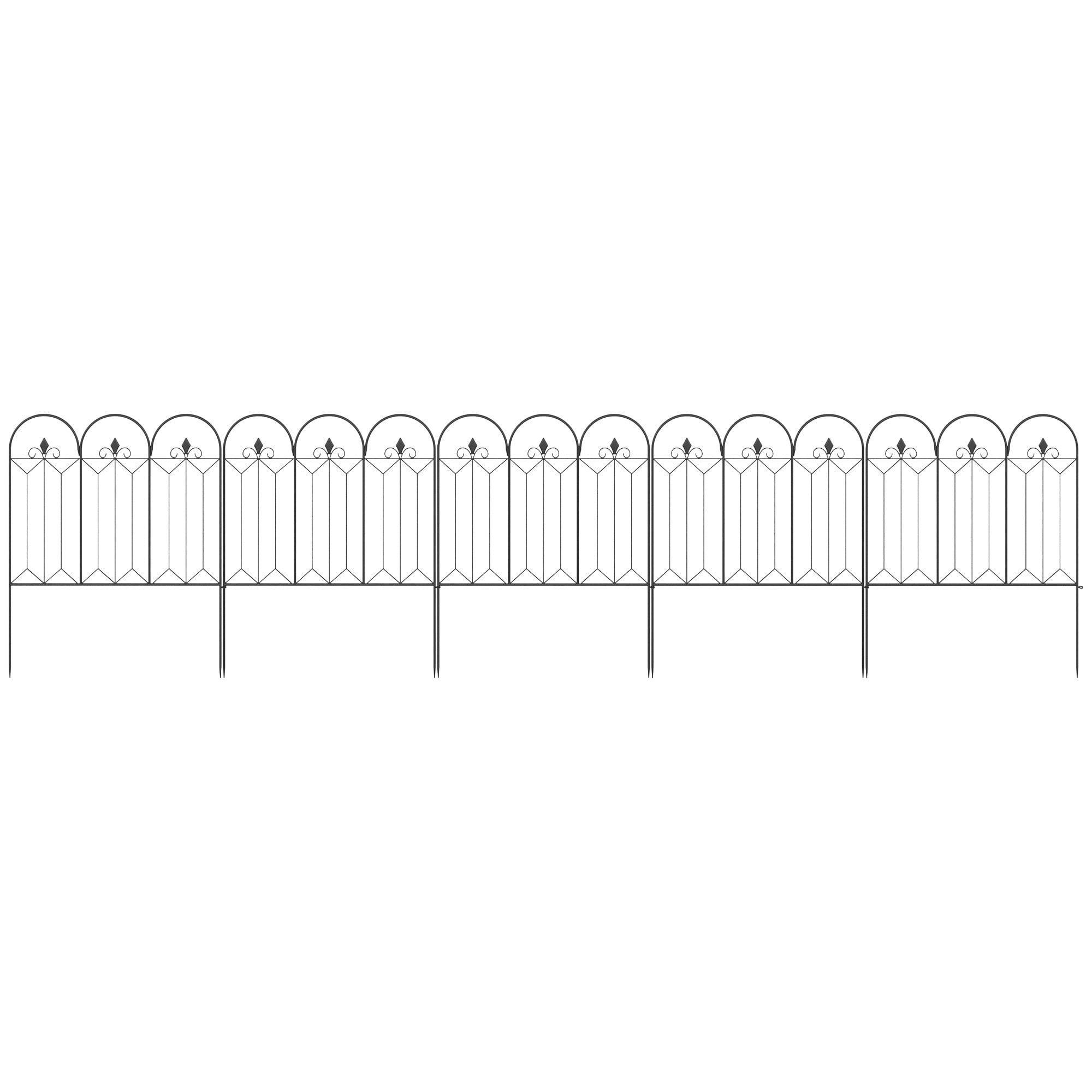 Outsunny Vallas de Jardín 305x79,5 cm Set de 5 Vallas Decorativas para Jardín de Metal Combinación Libre Barrera para Animales para Patio Césped Negro