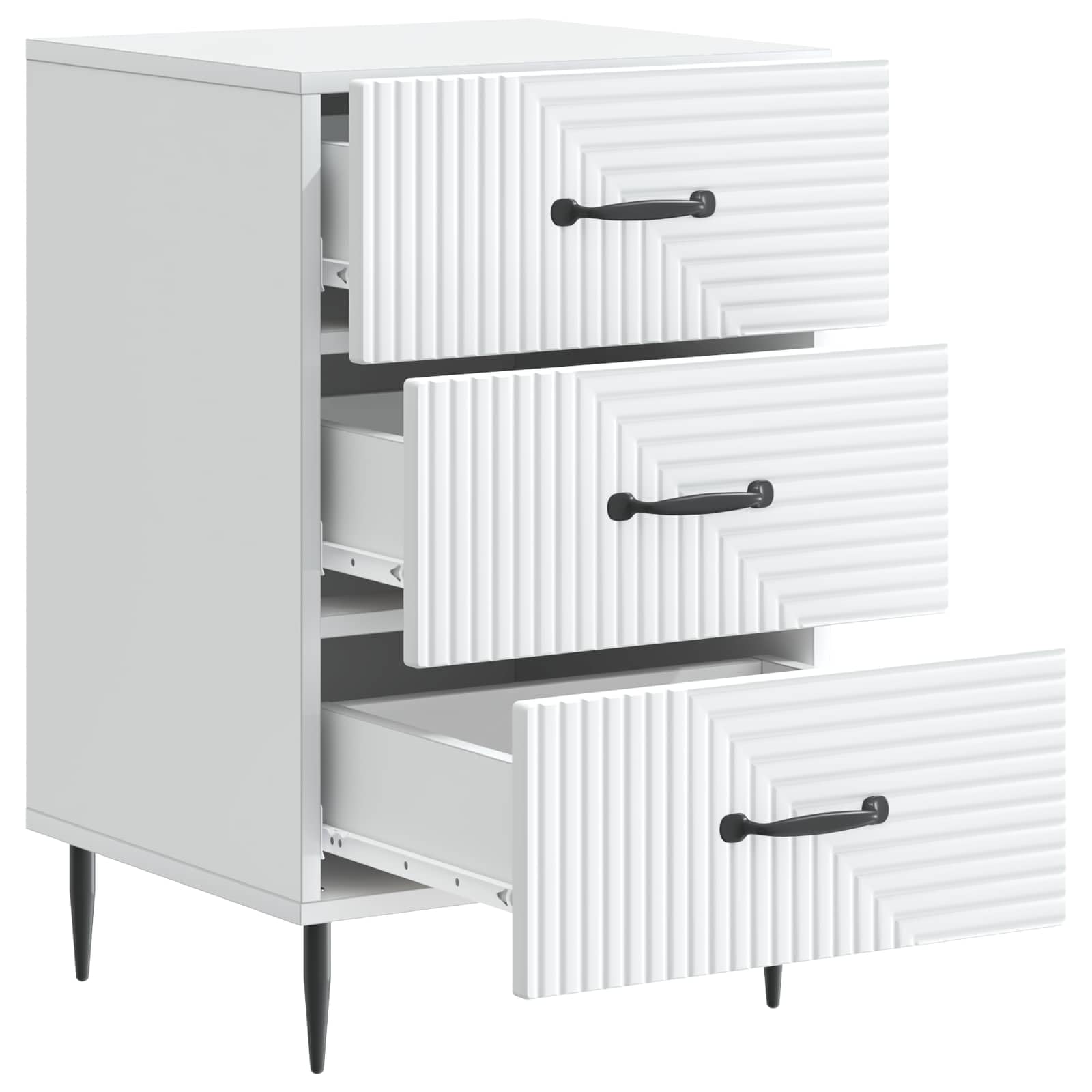 Mesita de noche con 3 cajones de madera blanca de 43 x 41 x 66,5 cm para dormitorio, salón, mesa auxiliar funcional con espacio de almacenamiento, diseño duradero, fácil montaje y