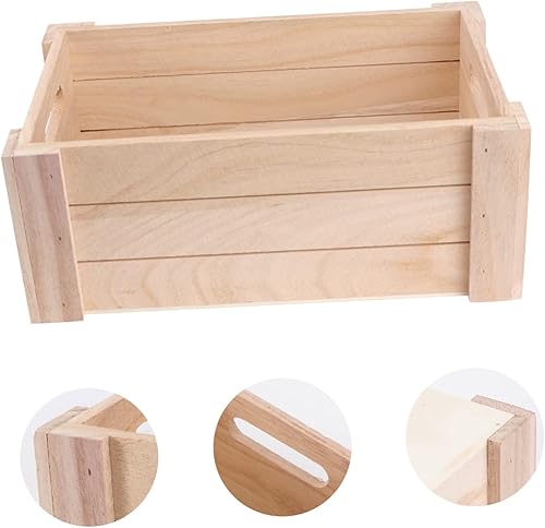 Miniatura 4 de Cesta de almacenamiento de escritorio de madera, organizador de mesa, cajas de madera en blanco, cajas de madera decorativas, almacenamiento de