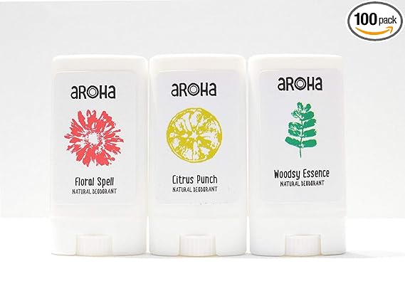 Aroha Natural Deodorant Aluminium and Alcohol free | 24 hour body odour protection Pocket size (3 pack) Deodorant