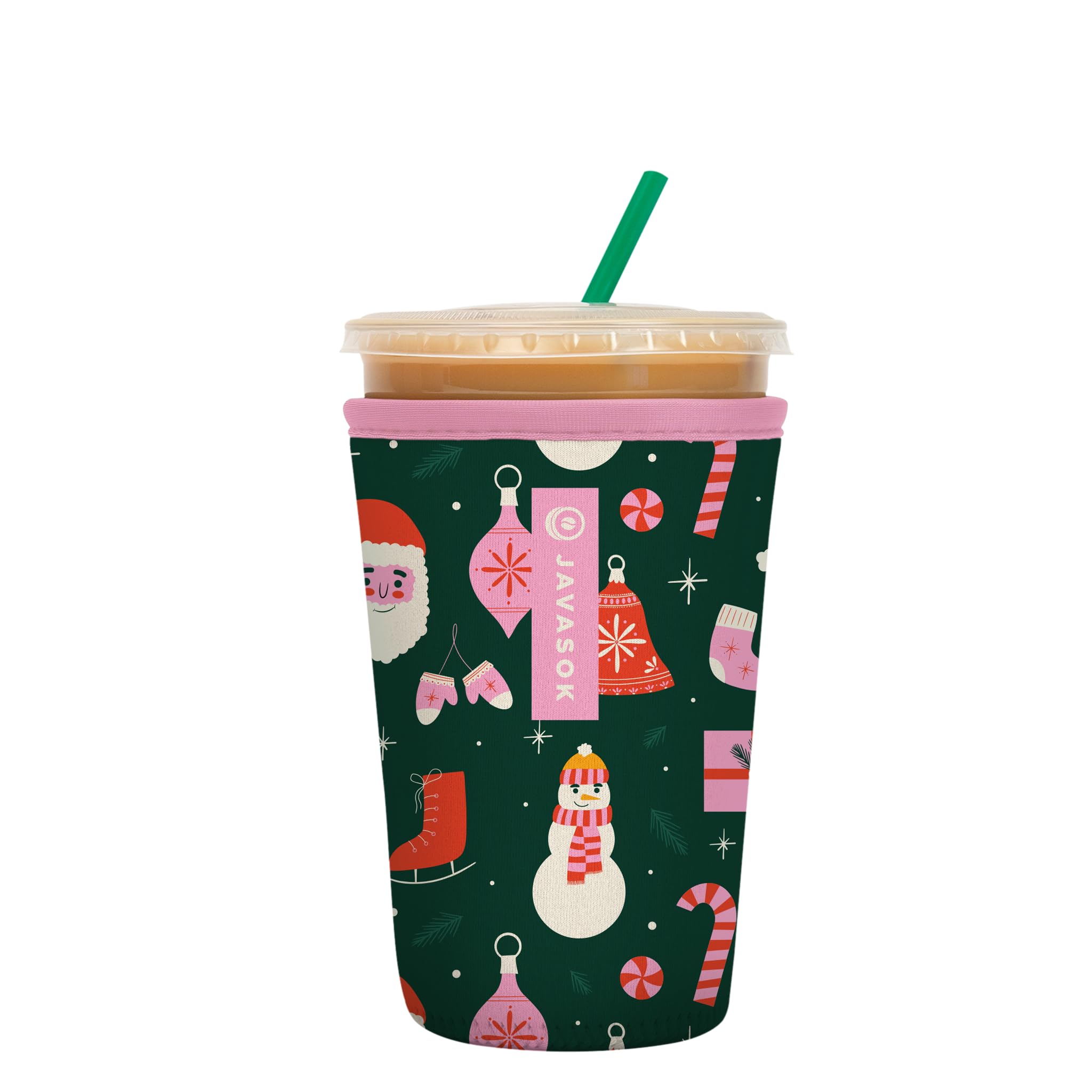 Sok It JavaSok Iced Coffee &amp; Cold Soda Insulated Neoprene Cup Sleeve (Tis the Season, Medium: 22-28oz)