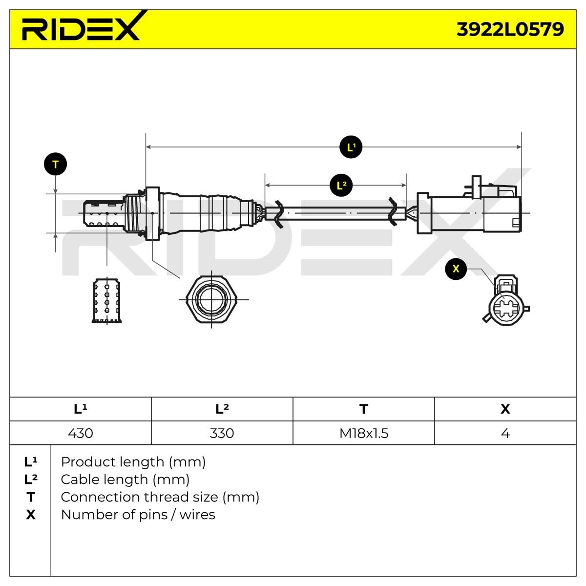 RIDEX 3922L0579 Sonda lambda Compatibilità con FORD Fiesta Mk6 Hatchback JA8, JR8