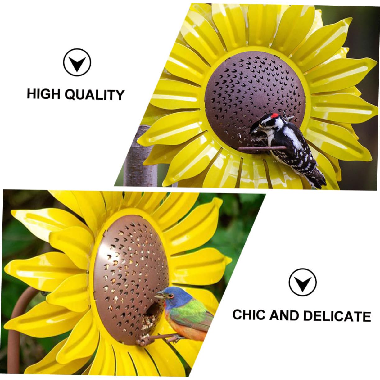 UPKOCH Metall Vogelfutterspender Sonnenblumenform Gartendeko Futterstation Zum Aufhängen Für Wildvögel Draußen