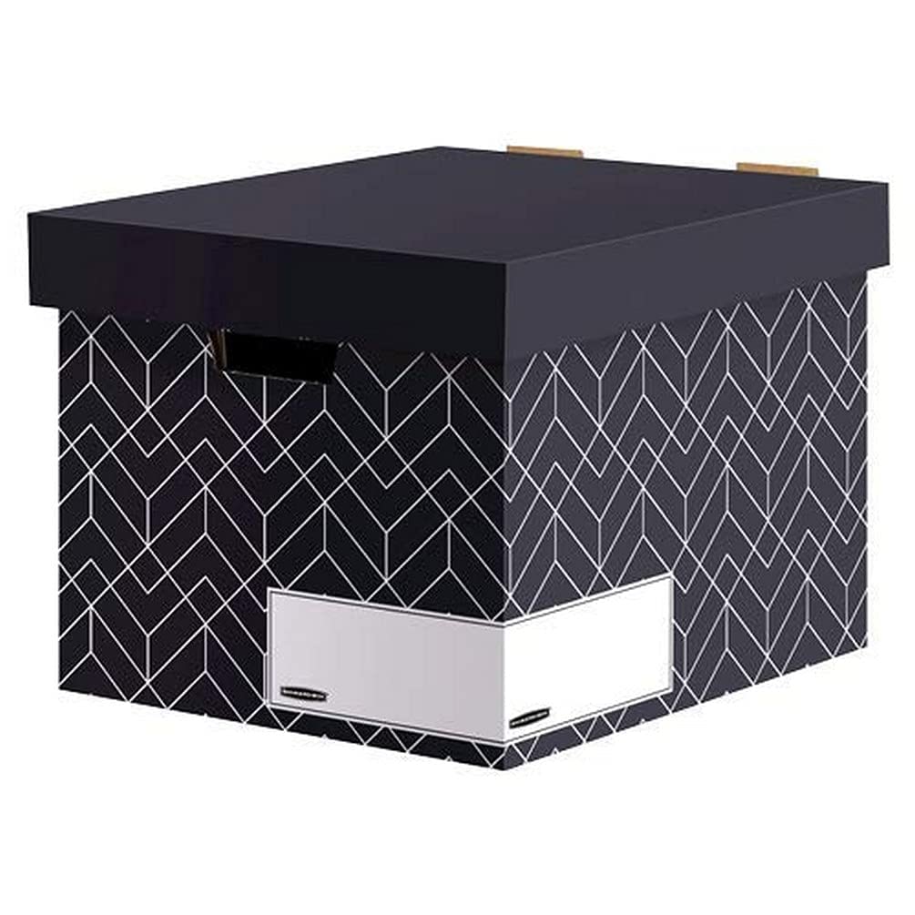 BANKERS BOX Décor Cardboard Archive Boxes with Lids (WxHxD) 32.5 x 28.7 x 37cm (Pack of 5) Urban Midnight Blue