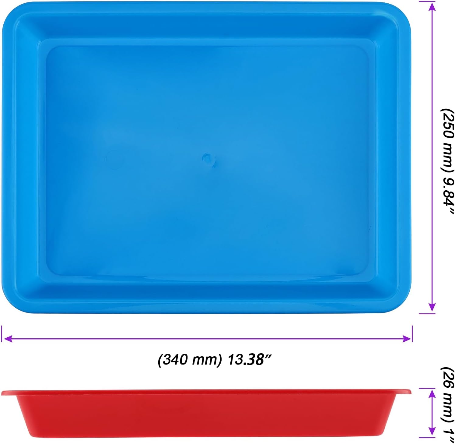 JOIKIT 20 Pack 13.3x9.8 Inch Multicolor Plastic Art Trays, Art & Craft Organizer, Activity Organizer, Serving Tray for Beads, Painting, Blocks, DIY Projects
