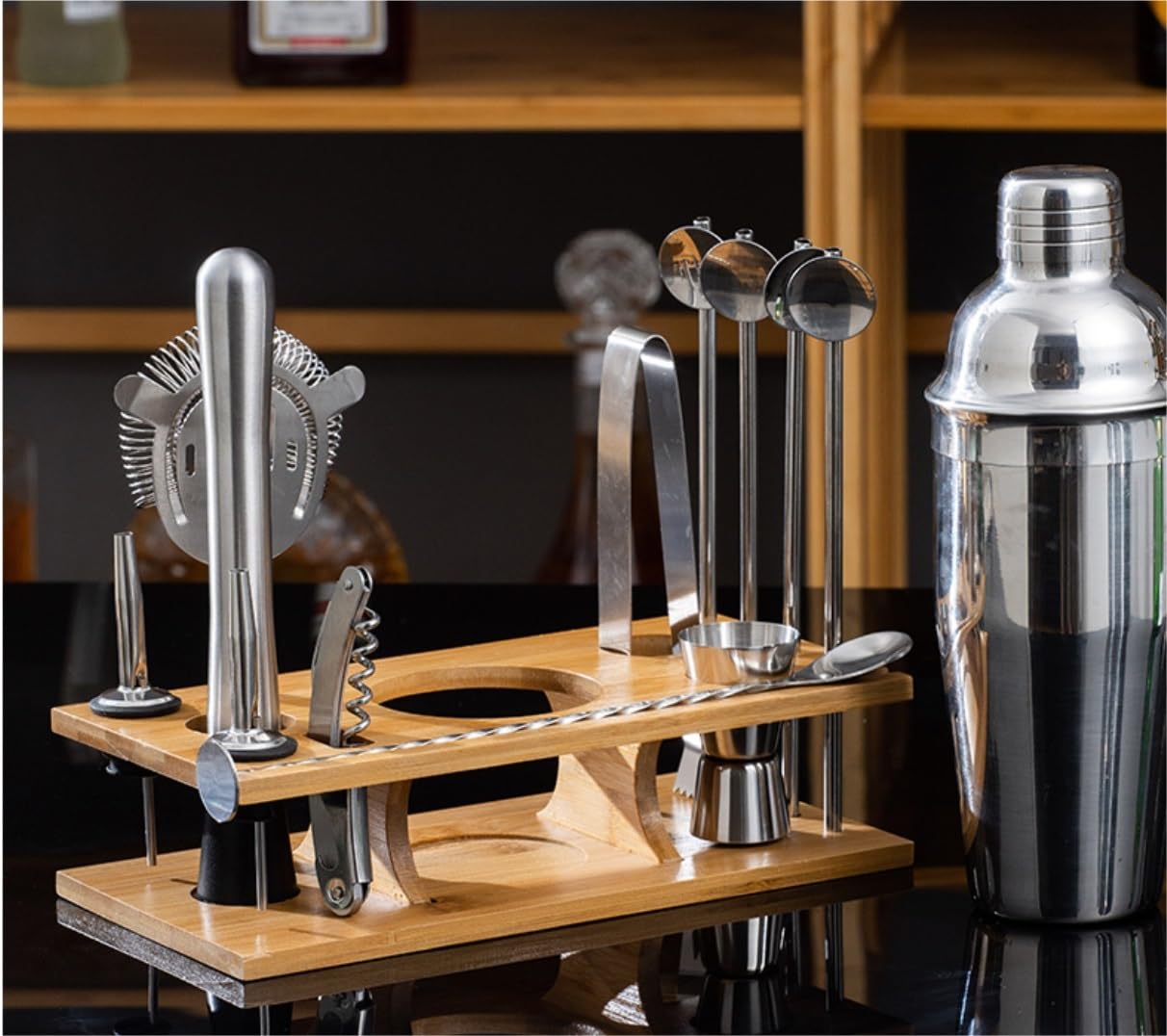 Cocktail Shaker Set Shaker per Cocktail Kit Barista Per Mixer Shaker Per Cocktail In Acciaio Inossidabile Da 14 Pezzi, Set Di Strumenti Con Set Da Cocktail Con Supporto Shaker Cocktail Set Cocktail Se