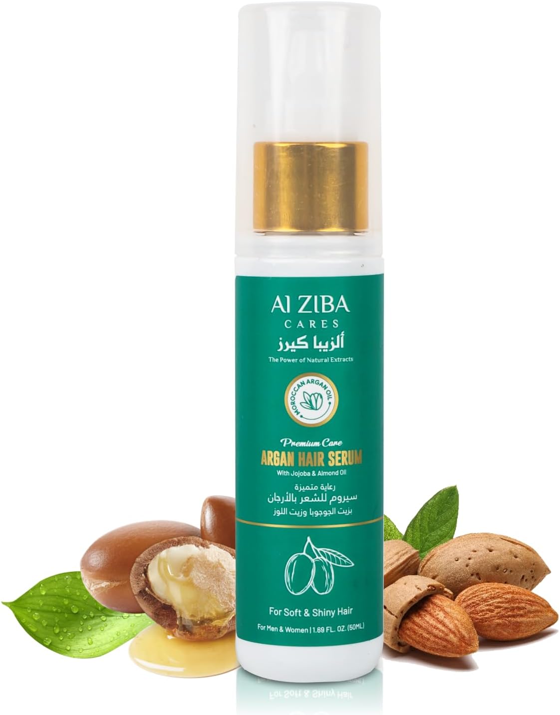 ALZIBA CARES Hair serum | Moroccan Argan With jajoba & Almond oil | For dry or anti frizzy hair | 1.69 FL.OZ (50ML)