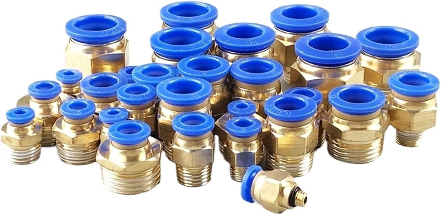 20/50PCS Superior PC/PCF/PL/PLF Pneumatic Air Connector Fittings 4mm 6mm 8mm 1/8" 1/4" 3/8" 1/2" Threads Hose Applications(PC6-M5,50 PCS)