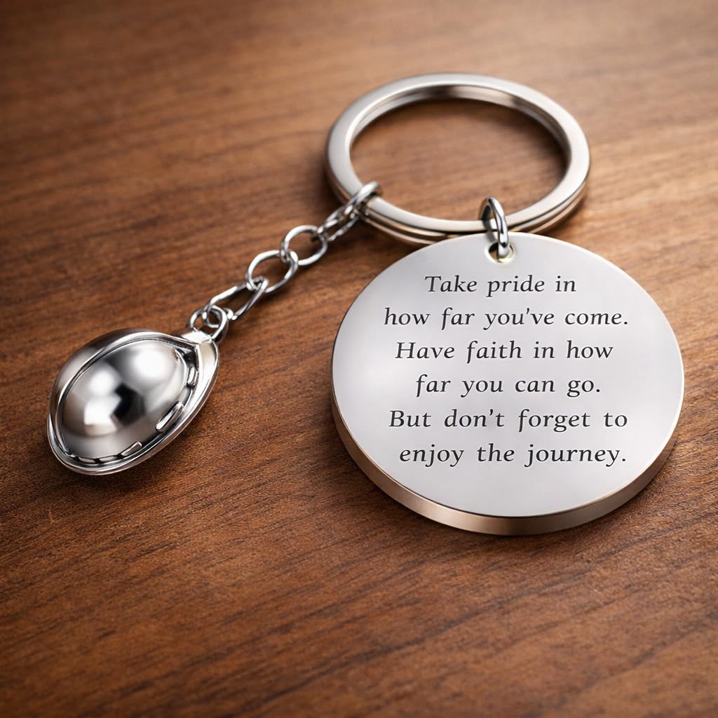 2PC Safety Helmet Keychain Metal Keyring Appreciation Gift for Construction Engineers and Workers