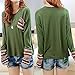 DOINSHOP Women's Long Sleeve Round Neck Tops Checked Loose Shirt Blouse Warm Tee Green