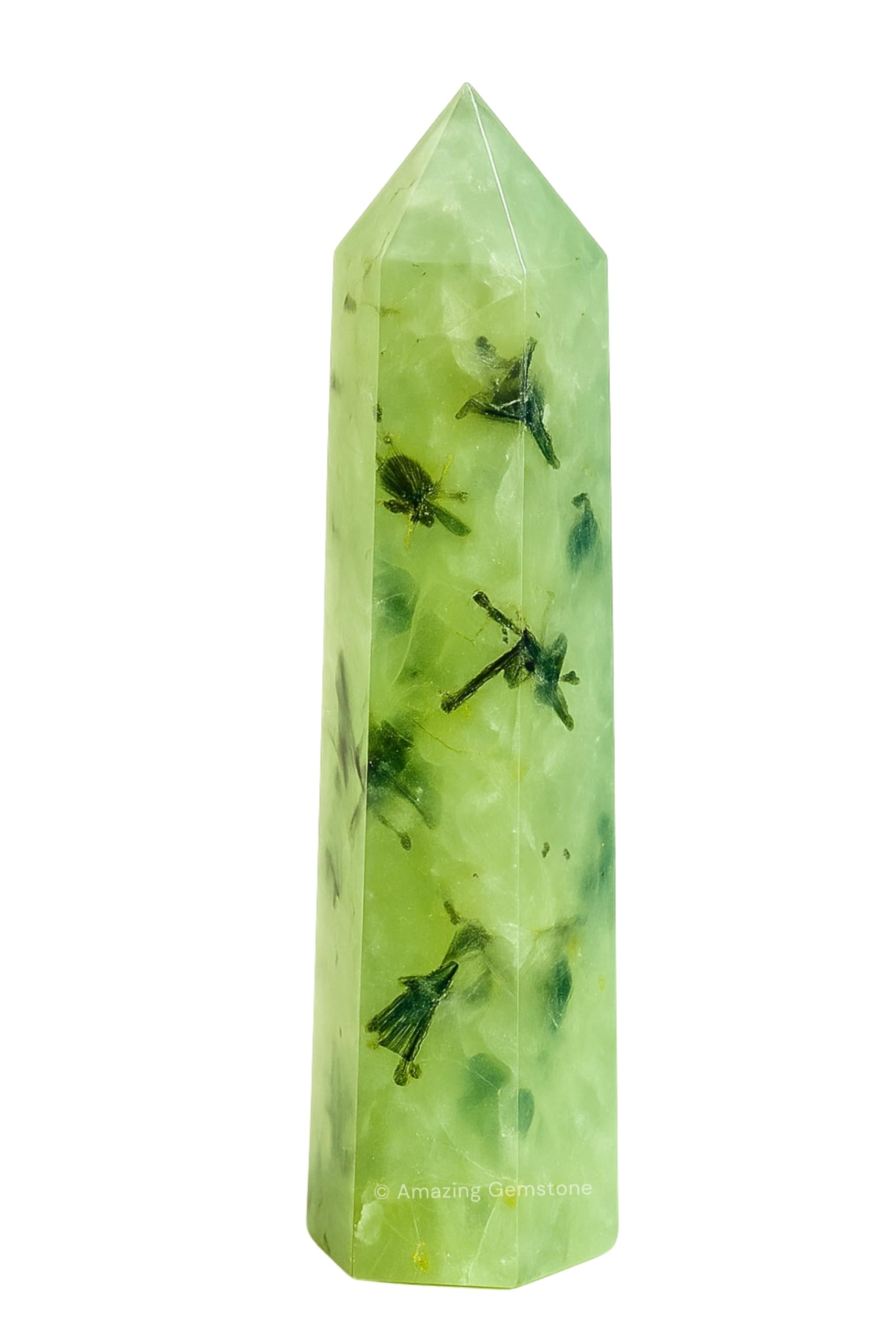 Amazing Gemstone Prehnite Crystal Towers - Natural Healing Crystal Point Obelisk for Reiki Healing and Crystal Grid (3" to 4" INCH)