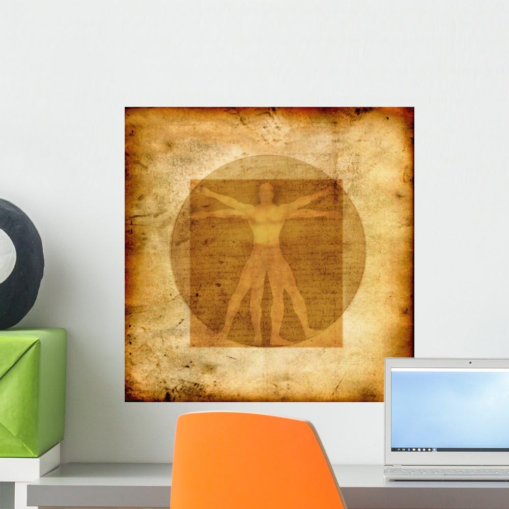 Wallmonkeys Stylized Illustration of Laonardo Da Vinci's Vitruvian Man Wall Decal Peel and Stick Graphic WM89787 (18 in H x 18 in W)