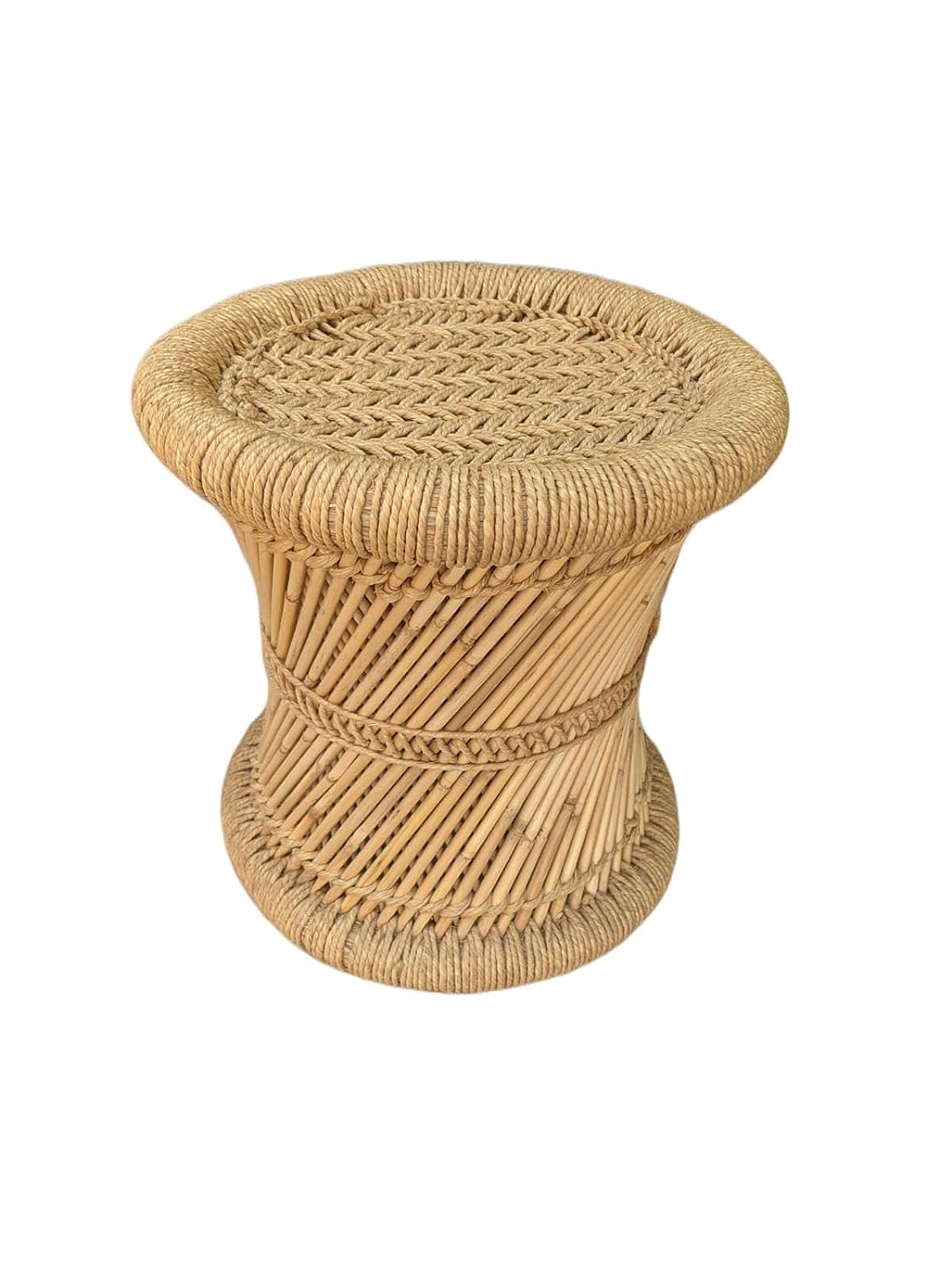 SHIVERO HOMES ! Natural and Handmade Bamboo Mudda Stool Chair for Livingroom Garden Indoor Outdoor Furniture Muddi Cane Finest Seating Stool - 31 X 31 CM Pack of 1