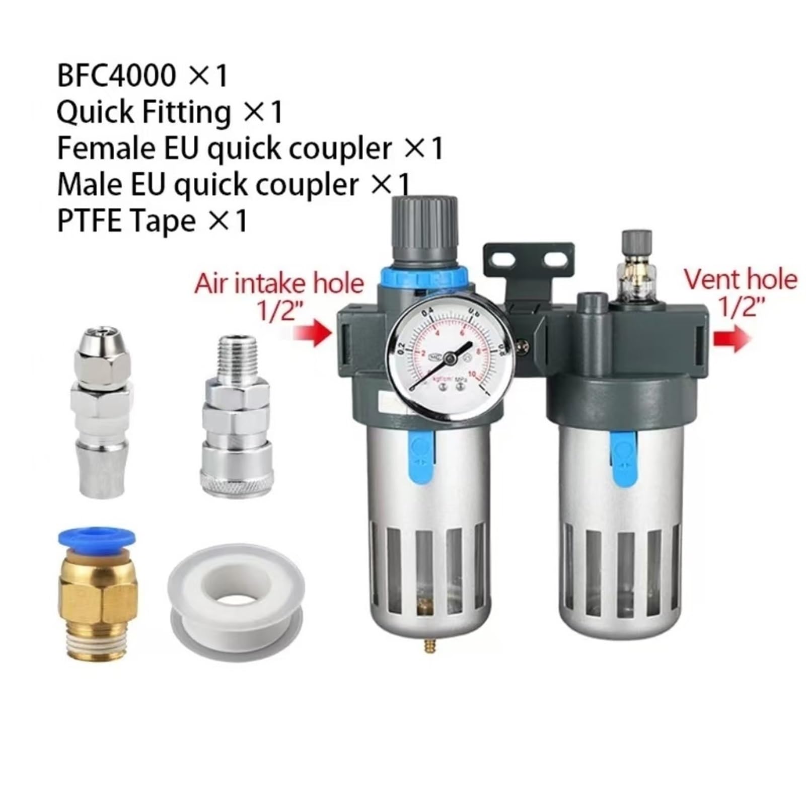 Lubrificatore regolatore di pressione per filtro aria compressa FRL tipo AIRTAC con protezione coppa in metallo BFC2000 BFC3000 BFC4000(BFC4000, Without Fitting)
