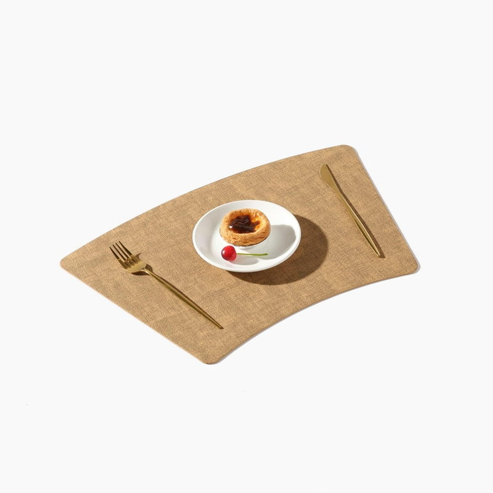 Tischsets Herbst 6er, Tischunterlage Essen 30x49cm Sektor Vollfarbig Leder Gelb Braun