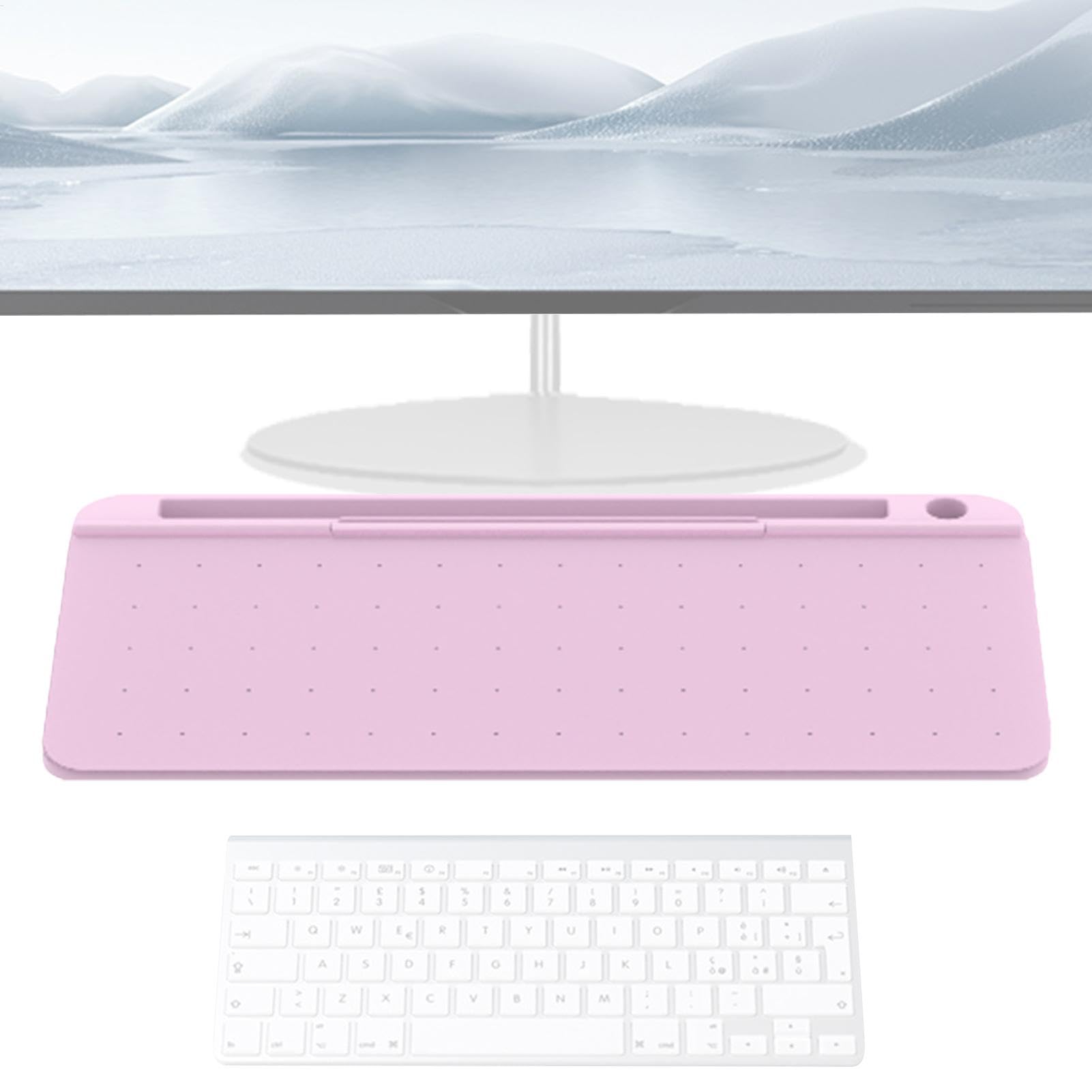 Lavagna in vetro cancellabile a secco, piccola lavagna cancellabile a secco, con cassetto, supporto per tastiera del computer per attività, appunti e appuntamenti, materiale scolastico | Organizer da scrivania con 3 pennarelli, supporto per tastiera per c