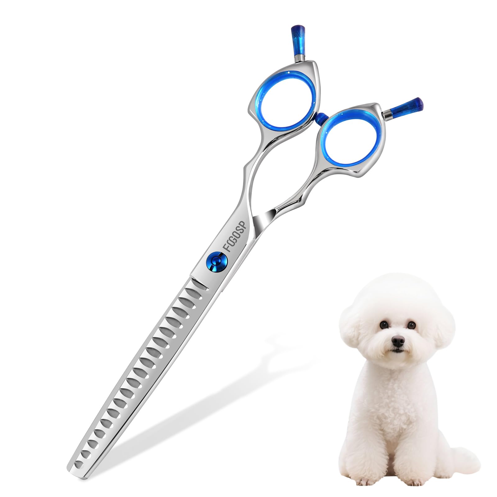 FOGOSP Chunkers Dog Grooming Scissors Professional Thinning Shears for Dogs Trimming 70% Thinning Rate 19 Teeth Symmetric Handle for Pet Groomers or Family DIY Use