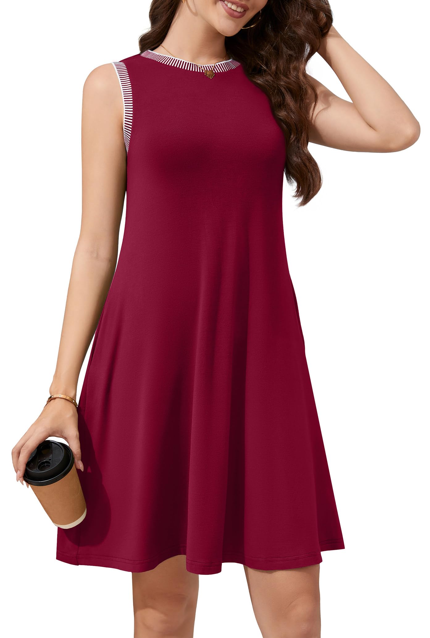 WEACZZY 2026 Summer Dresses for Women Casual Loose Fit Beach Vacation Sundress Sleeveless Crewneck Tank Dress with Pockets