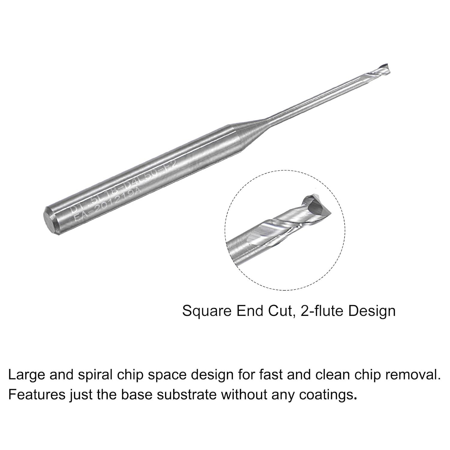 uxcell Square Nose End Mill, 1.5mm Solid Carbide Long Reach CNC Router Bits 2 Flutes Milling Cutter with Extended Neck, 18mm Cutting Length 4mm Shank