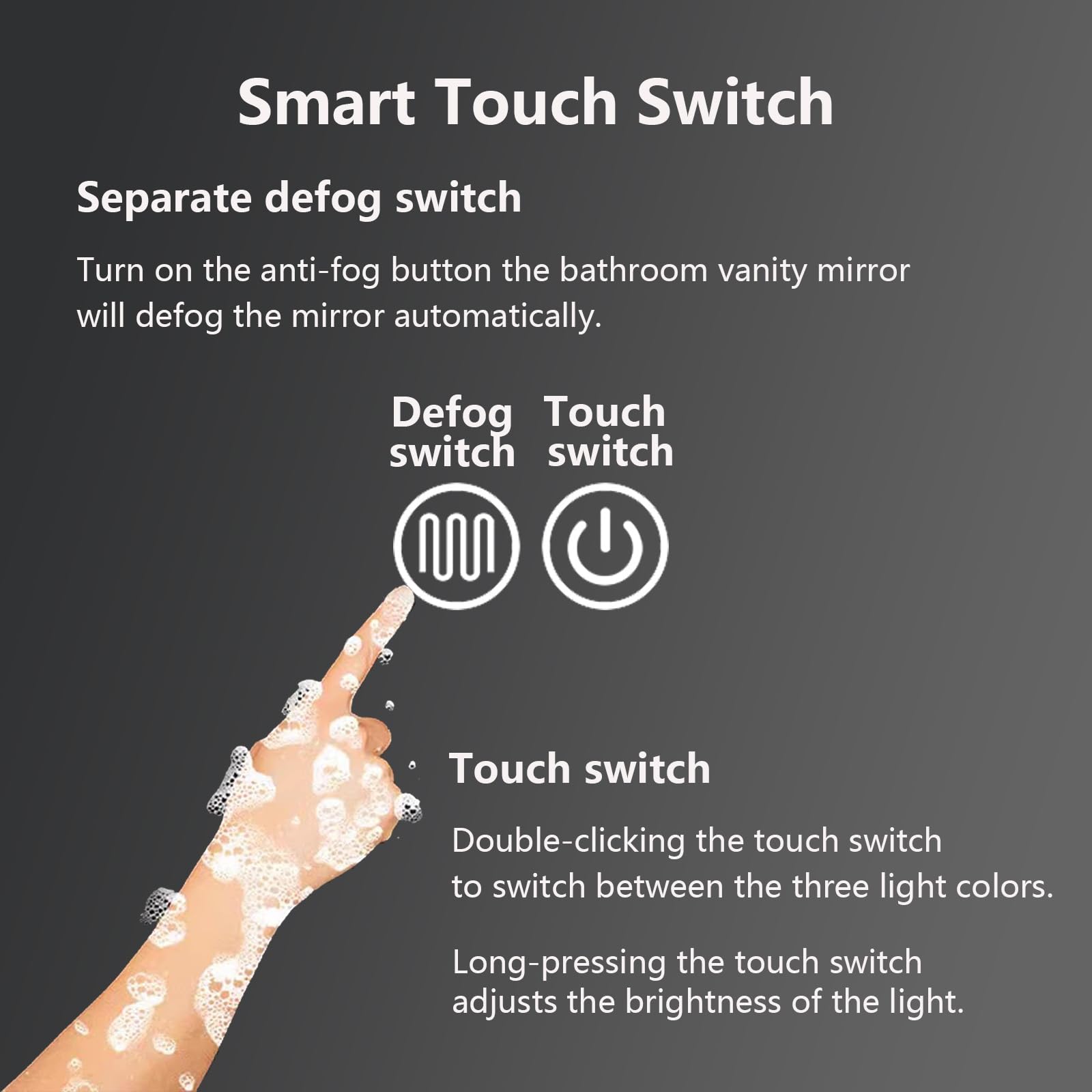 Lustro łazienkowe z podświetleniem LED, 127 cm, półprzezroczyste lustro kosmetyczne z funkcją Smart Touch Control Anti-Fog i 3 temperaturami barwowymi, idealne do makijażu i pielęgnacji