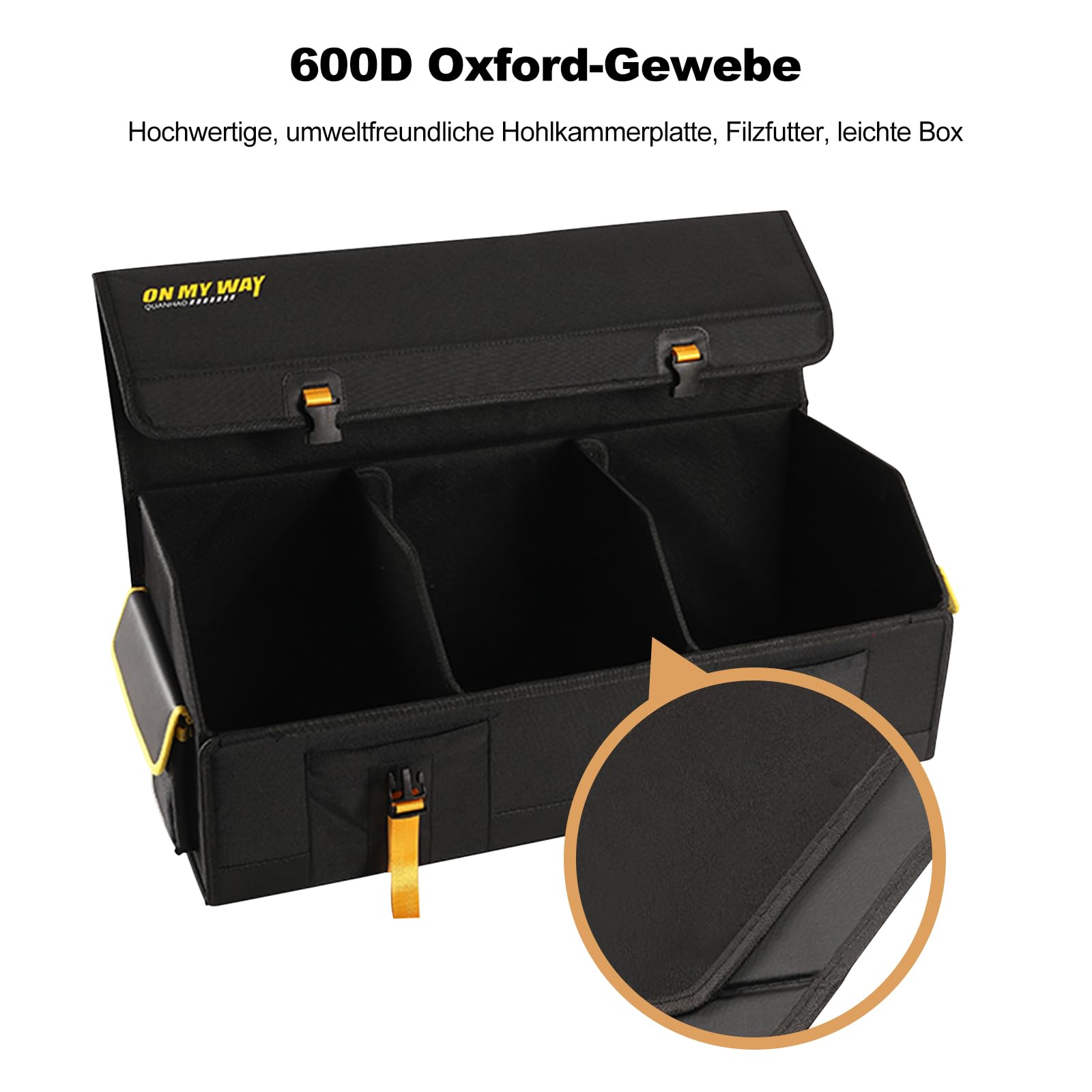 Ergocar Faltbar Kofferraum Organizer, 600D Oxford-Stoff Wasserdicht Rutschfest Kofferraumtasche, Auto Kofferraum Organizer mit Deckel, Auto Zubehör Praktisch für Reise Freien Camping