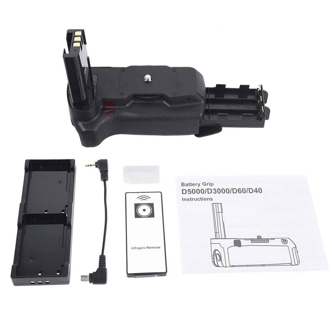 DSTE Télécommande Vertical Batterie Poignée Titulaire pour Nikon D40 D40X D60 D3000 D5000 DSLR Caméra comme MB-D5000 avec 2-pack EN-EL9