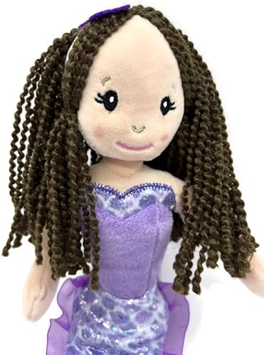 Miniatura 9 de The Petting Zoo, Muñeca de sirena, regalos de sirena para niñas, muñeca de sirena de felpa, 12 pulgadas (piel oscura)