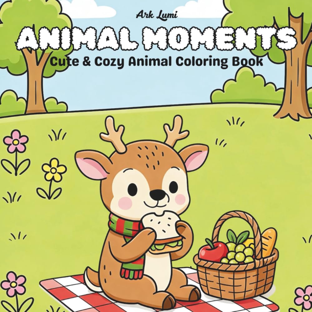 Animal Moments: Cute & Cozy Animal Coloring Book