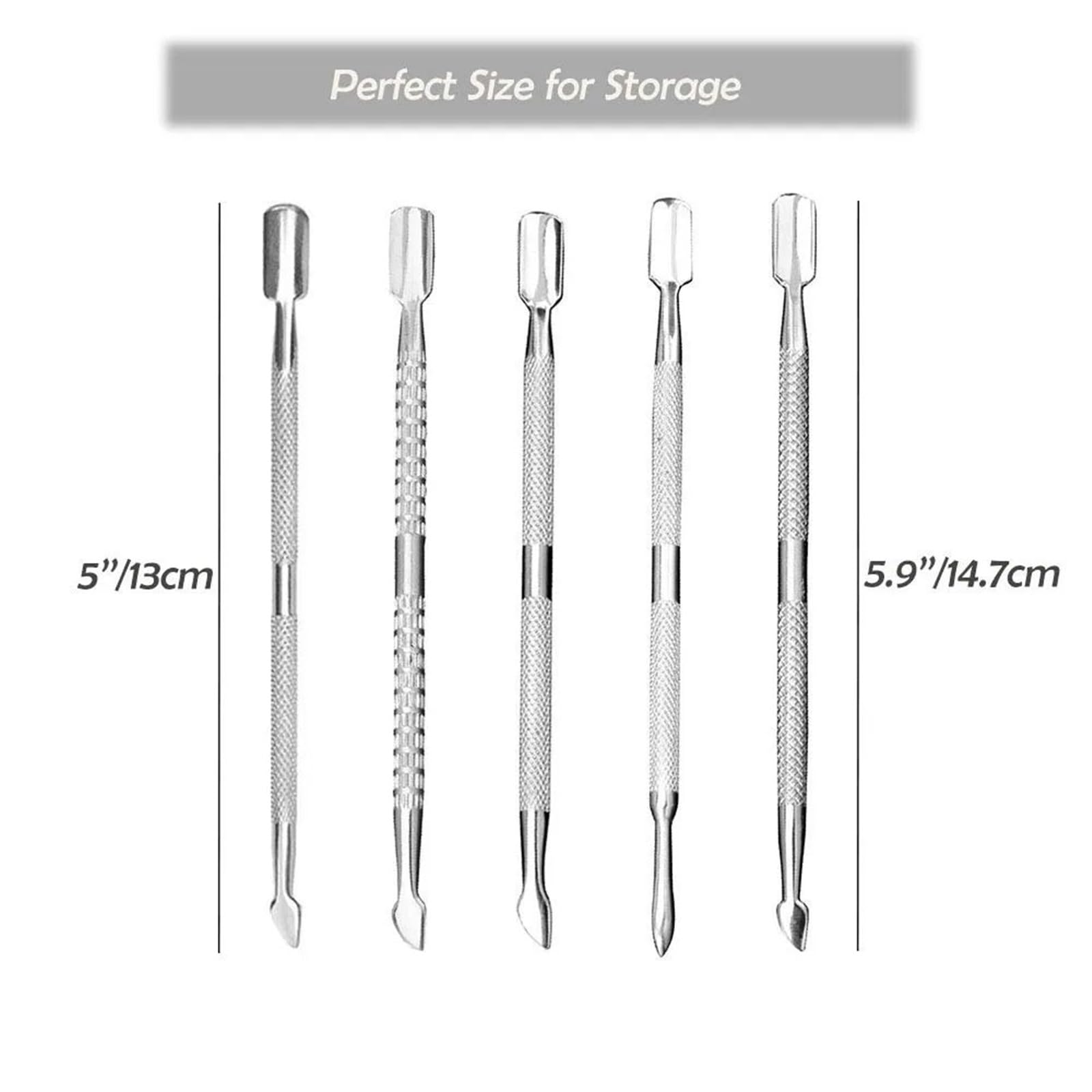 Spingi Cuticole Spingicuticole a doppia estremità da 10 pezzi Per Pelle Morta | Strumenti for pedicure manicure for rimozione smalto in acciaio inossidabile