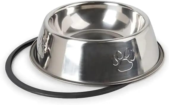 Busstier Stainless Steel Cat and Dog Food Container - Non-Slip Base, Durable Feeding Bowl (18 Cm)