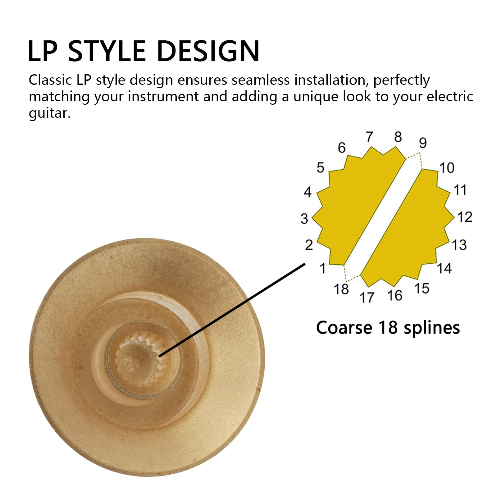 Musiin Electric Guitar Top Hat Knobs Speed Control Knobs 2 Volume 2 Tone Compatible Les Paul Epiphone Aluminum Guitar Hat LP Style Replacement Parts Four-Pack(Gold) - Image 4