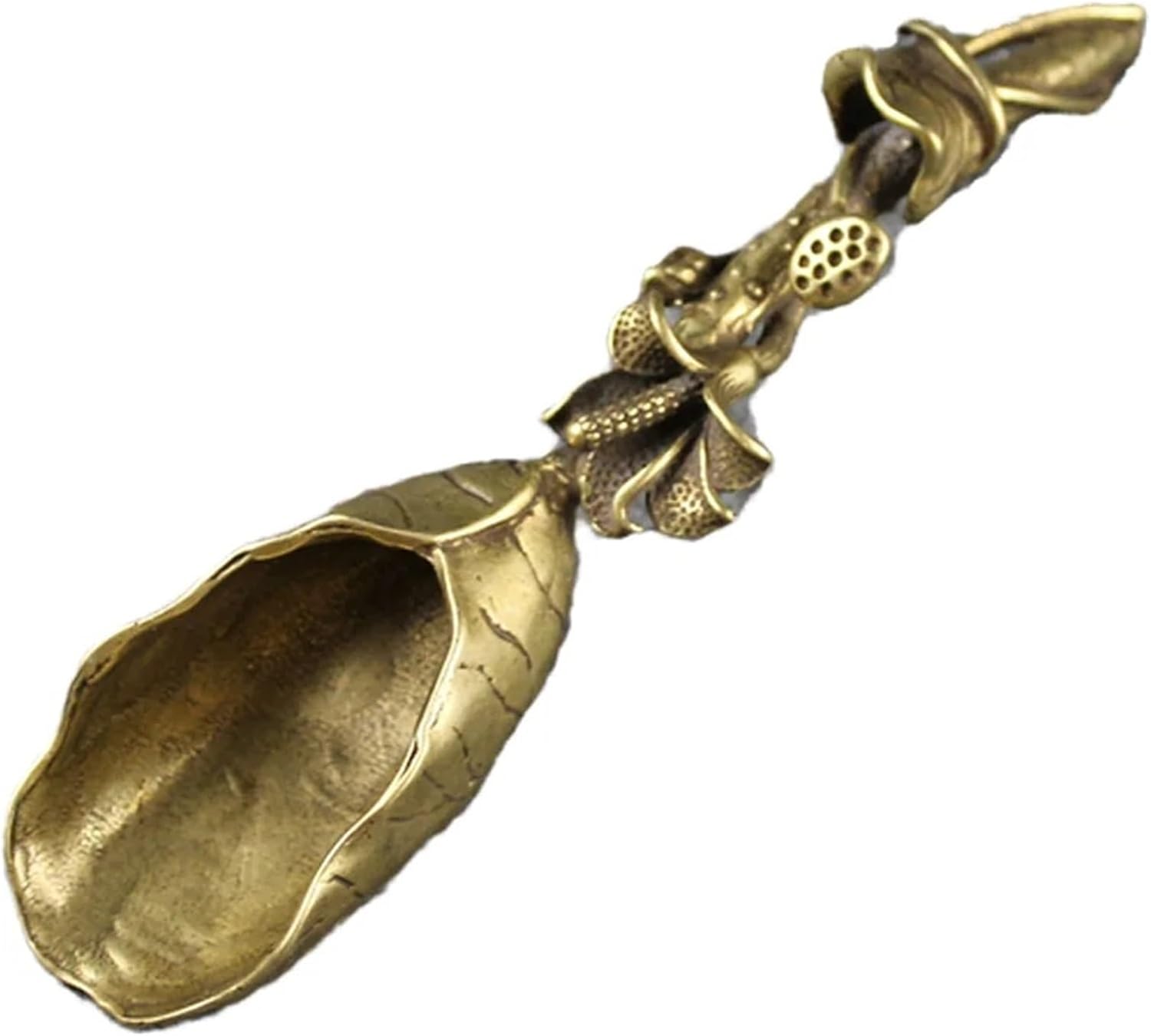 Brass Creative Teaspoon Scoop Copper Lotus Root Bamboo Tableware Coffee Spoon Tea Pet Tea Ceremony Ice Cream