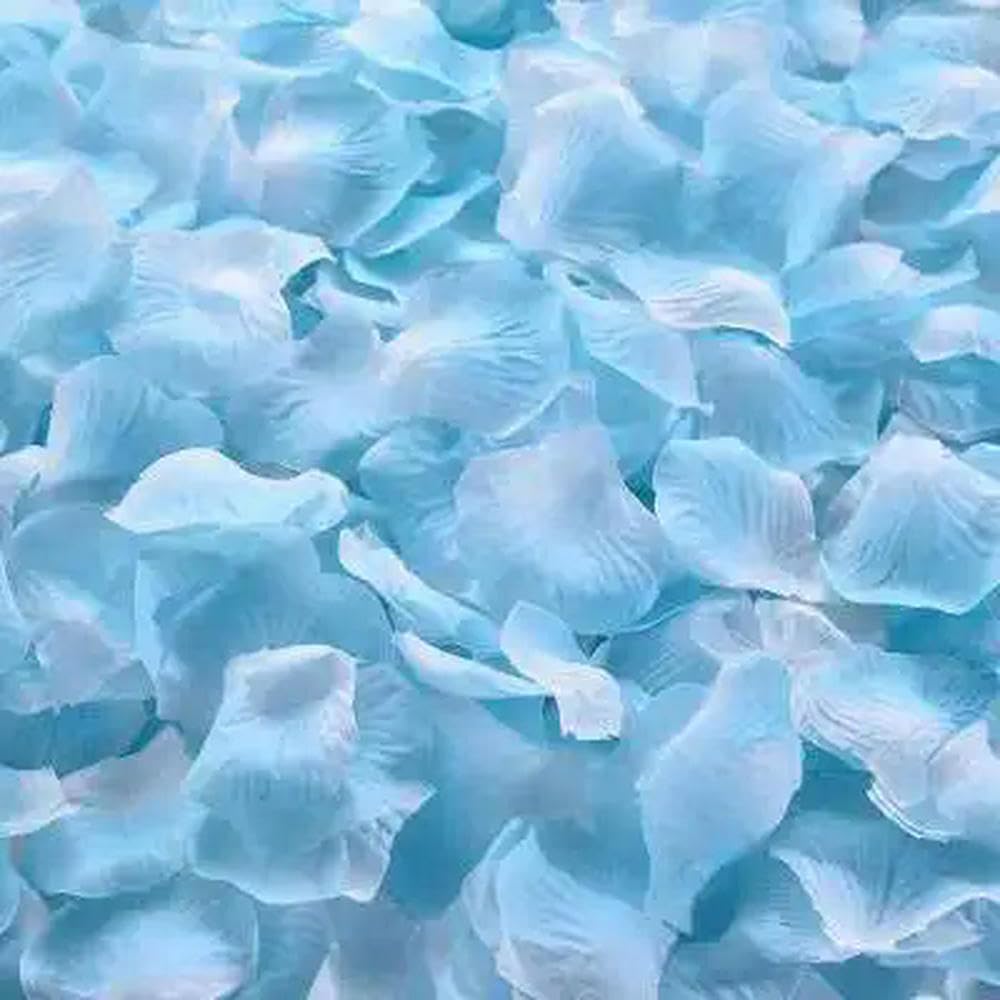 Pétales de rose en soie bleu clair artificielles pour décorer sans tacher