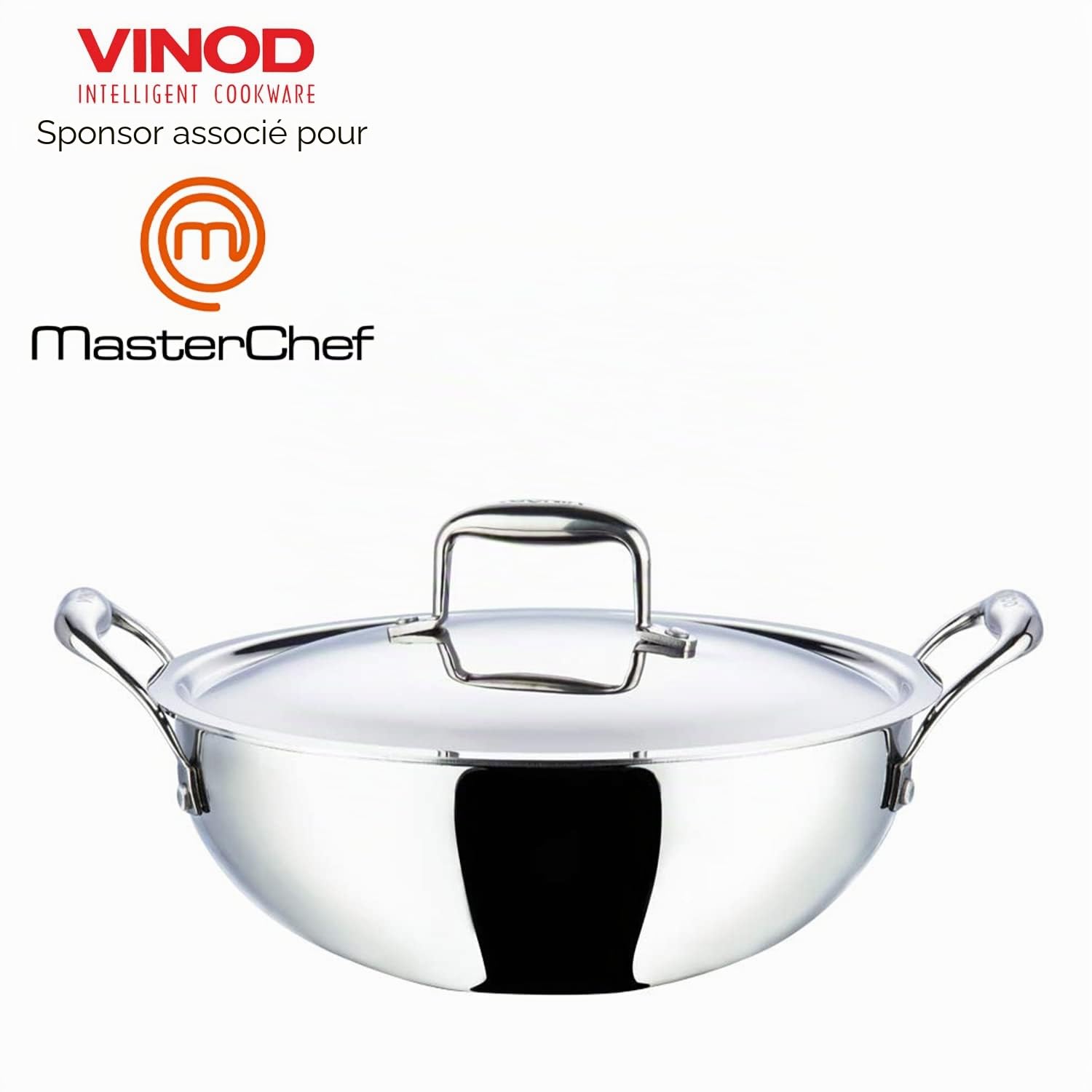 Vinod Kadai Platinum Extra profond pour la maison et la cuisine, 24 cm, 3,3 litres, acier inoxydable