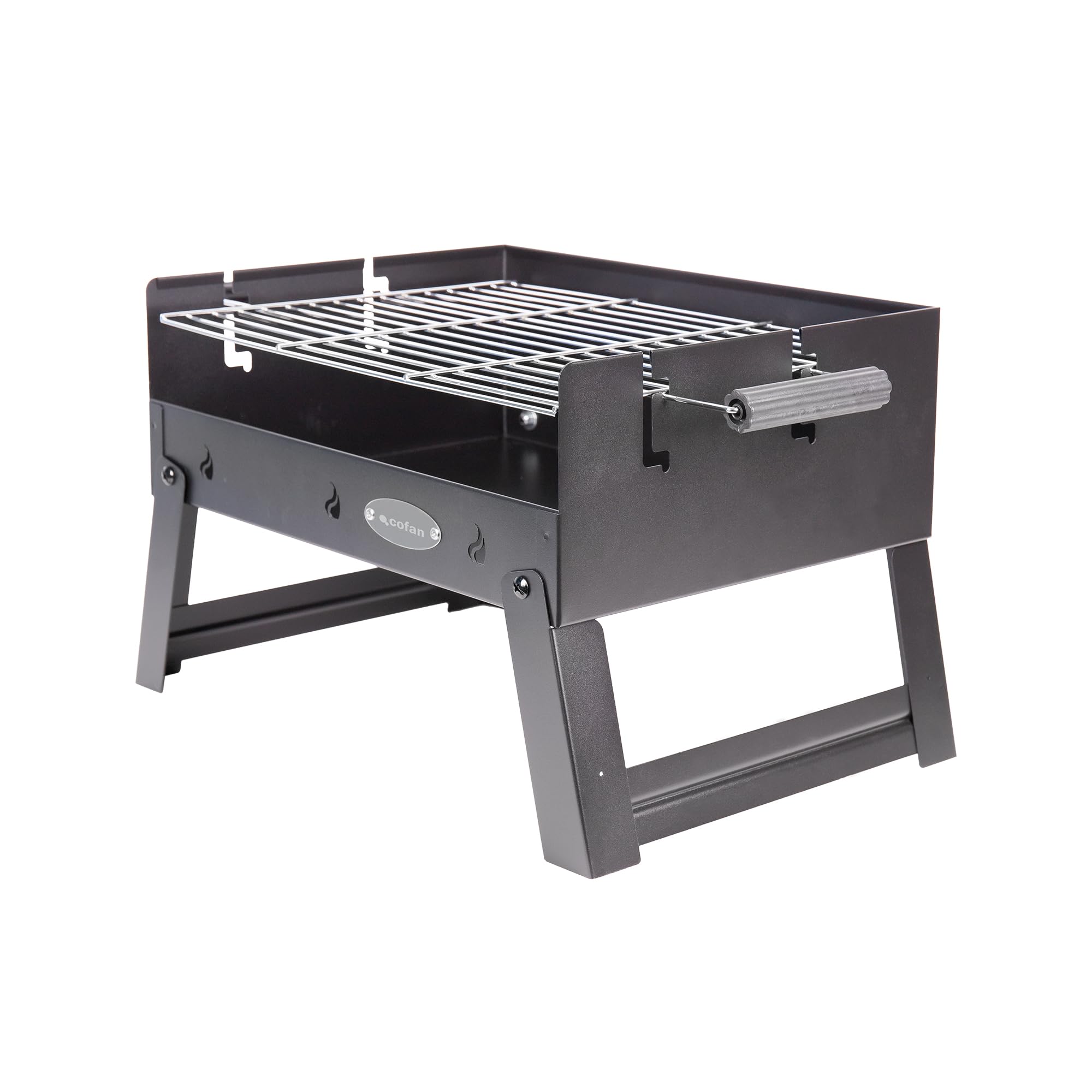Cofan Barbacoa de carbón portátil | Parrilla de acero cromado | Barbacoa plegable | Con asas laterales | Ideal para camping, jardín y terraza | Medidas: 45,5 x 34,5 x 31,5 cm