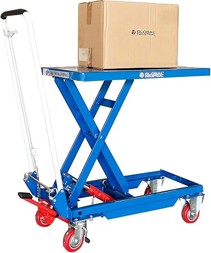 Miniatura 4 de Global Industrial Mesa elevadora de tijera móvil con mango plegable, plataforma de 27 x 17, capacidad de 330 libras