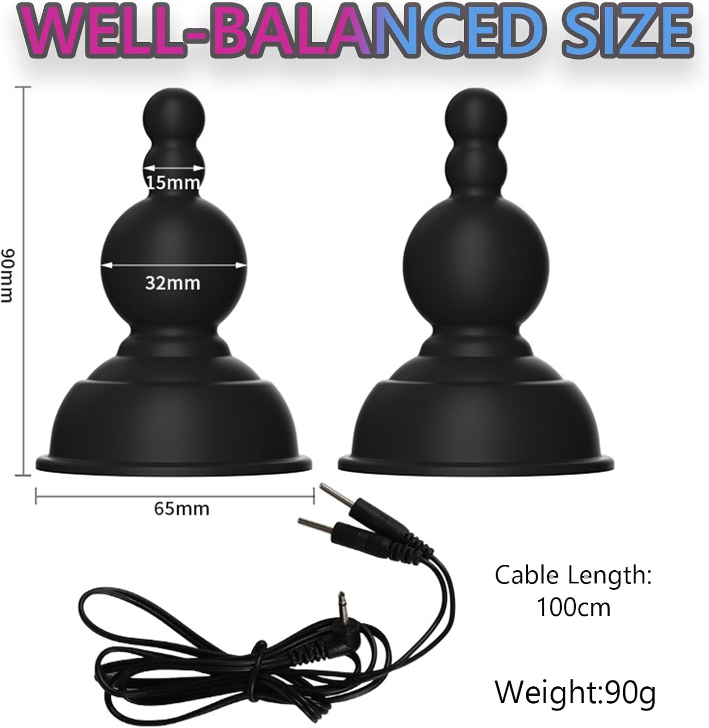 Electro Nipple Sucker Set Silicone Nipple Suction Cups Electric Shock Clamps 4 Modes 9 Intensity Levels Breast Massager Exciter E-Stim BDSM Sex Toy for Women Couples