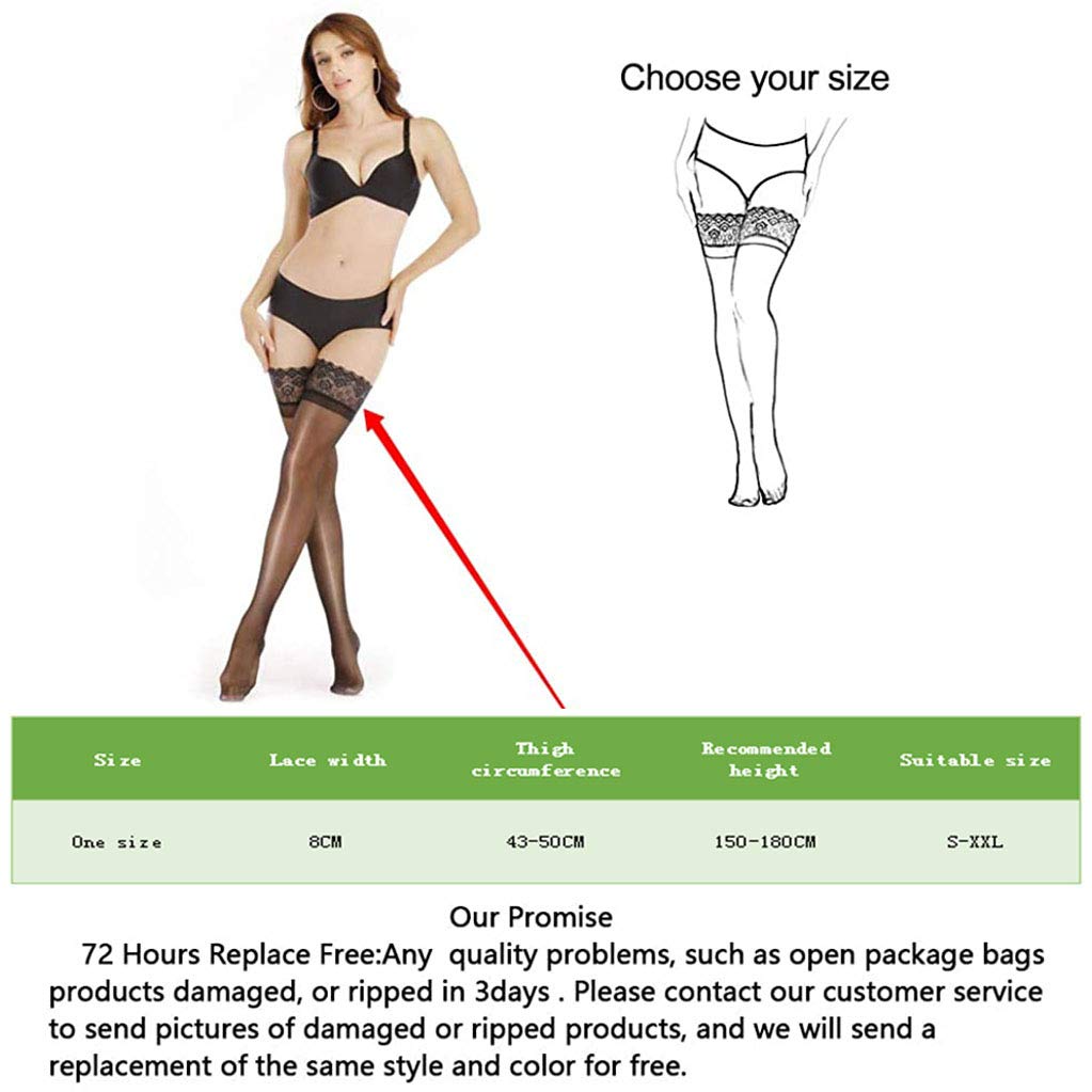 Medias de mujer, medias altas de seda transparente hasta el muslo, medias suaves hasta el muslo con parte superior de encaje, medias de silicona antideslizantes ultrabrillantes, blancas, 1 par (tall
