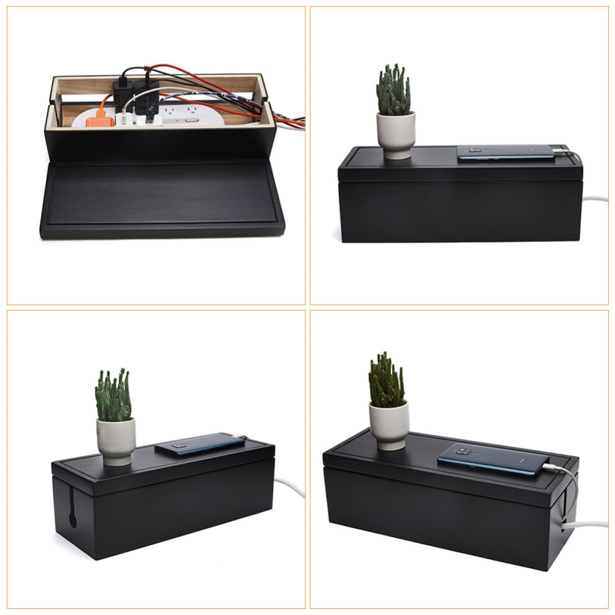 Steckdosenkasten Kabelaufbewahrungsbox mit Schlitzdesign Schwarz für Kabel und Steckdosenmanagement im Homeoffice