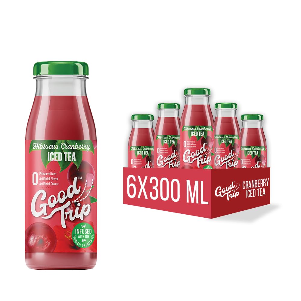 Good Trip Ice Tea (Pack of 6-300ml each) | Freshly Brewed Drink | Hydration for Summers | Black & Green Ice Tea | Ready to Drink Iced Tea (Hibiscus Cranberry) (B0C8B4FB7D) Amazon Price History, Amazon Price Tracker