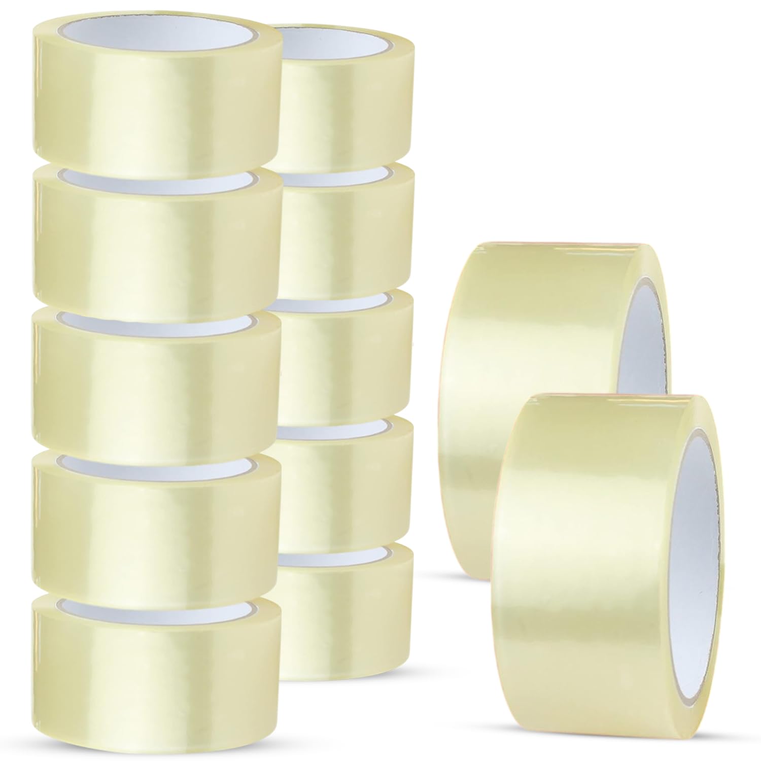 PDS Clear Tape Heavy Duty 12 Rolls of 48mm x 66m Clear Parcel Tape - Clear Packaging Tape for Packing Parcels, Boxes, Cartons, Moving House - Adhesive Transparent Tape Multi-Use (12 Rolls)