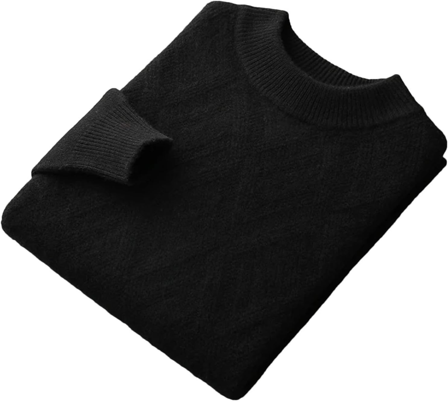 Men's 100% Cashmere Sweater Winter Half-Neck Thicken Pullovers Casual Tops Diamond Knit Base Shirt Large Size