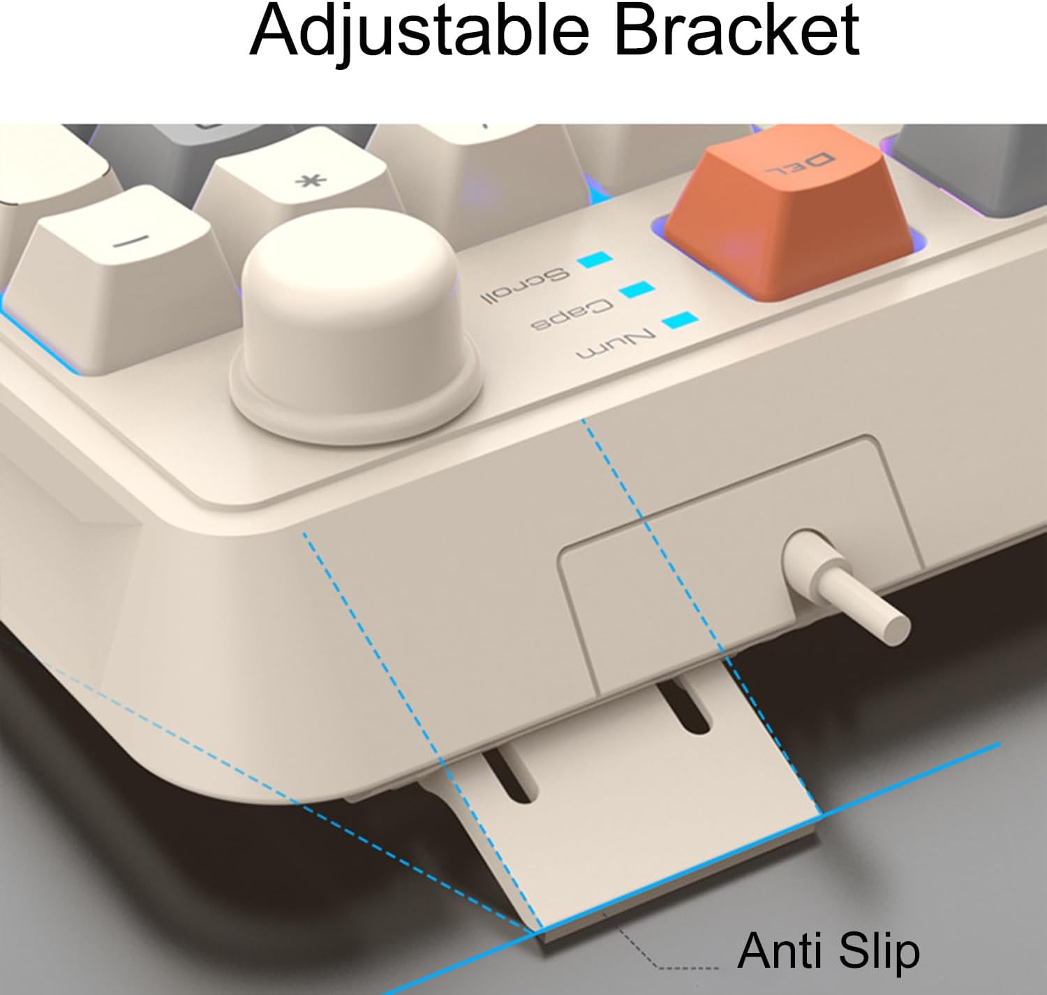 Image showing the adjustable bracket on the underside of the keyboard