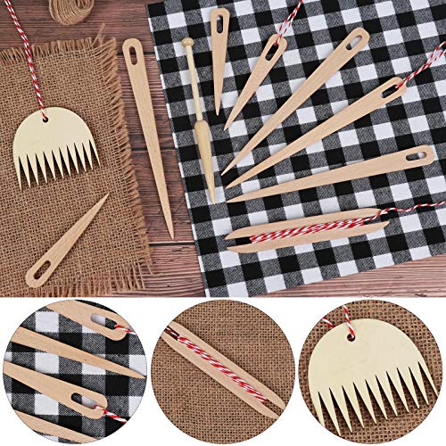 image for Olgaa 10 Pieces Wood Hand Loom Stick Set, Include 7 Pcs Wood Weaving C