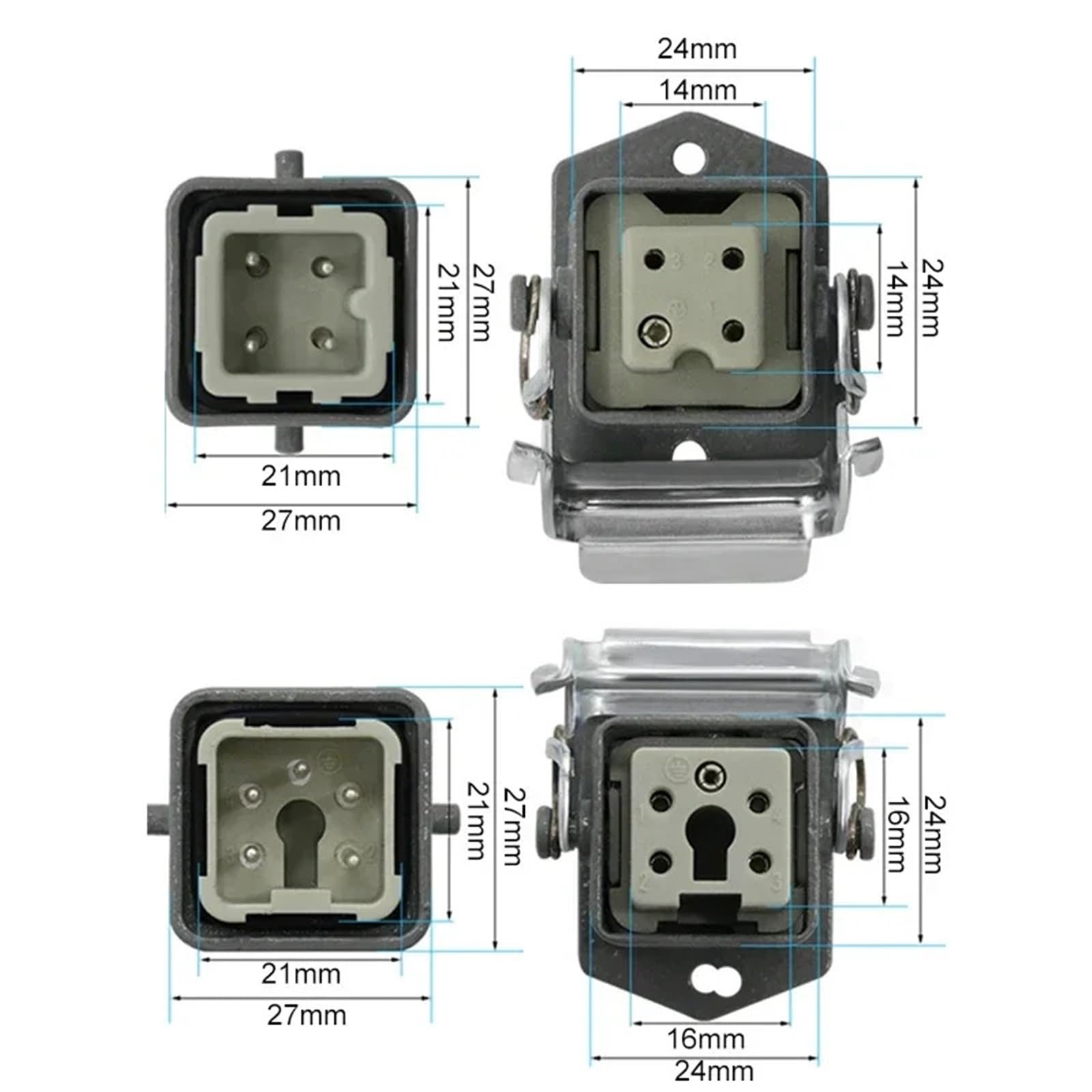 HDC-HA 4 cœurs (3 + 1)/5(4 + 1)/6(5 + 1)/8 (7 + 1) broches connecteur robuste prise for l'industrie aéronautique 1 pièces(Beige-single)