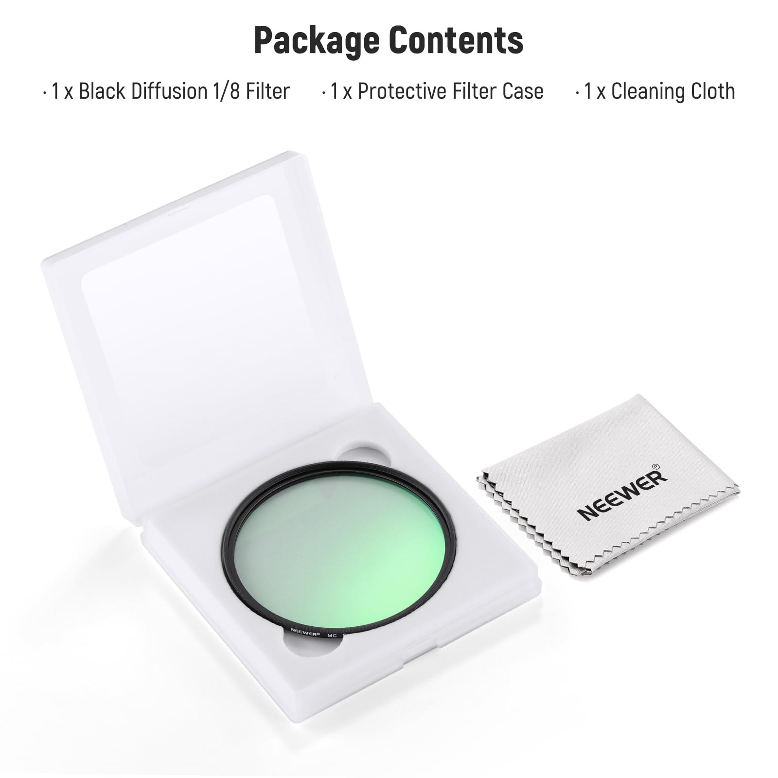 NEEWER 52mm Filtre de Diffusion Noir 1/8 pour Effet Cinématographique Brumeux, Filtre Ultra-mince à Nano-revêtements Multiples pour Photographie de Portrait Vlog et de Vidéo