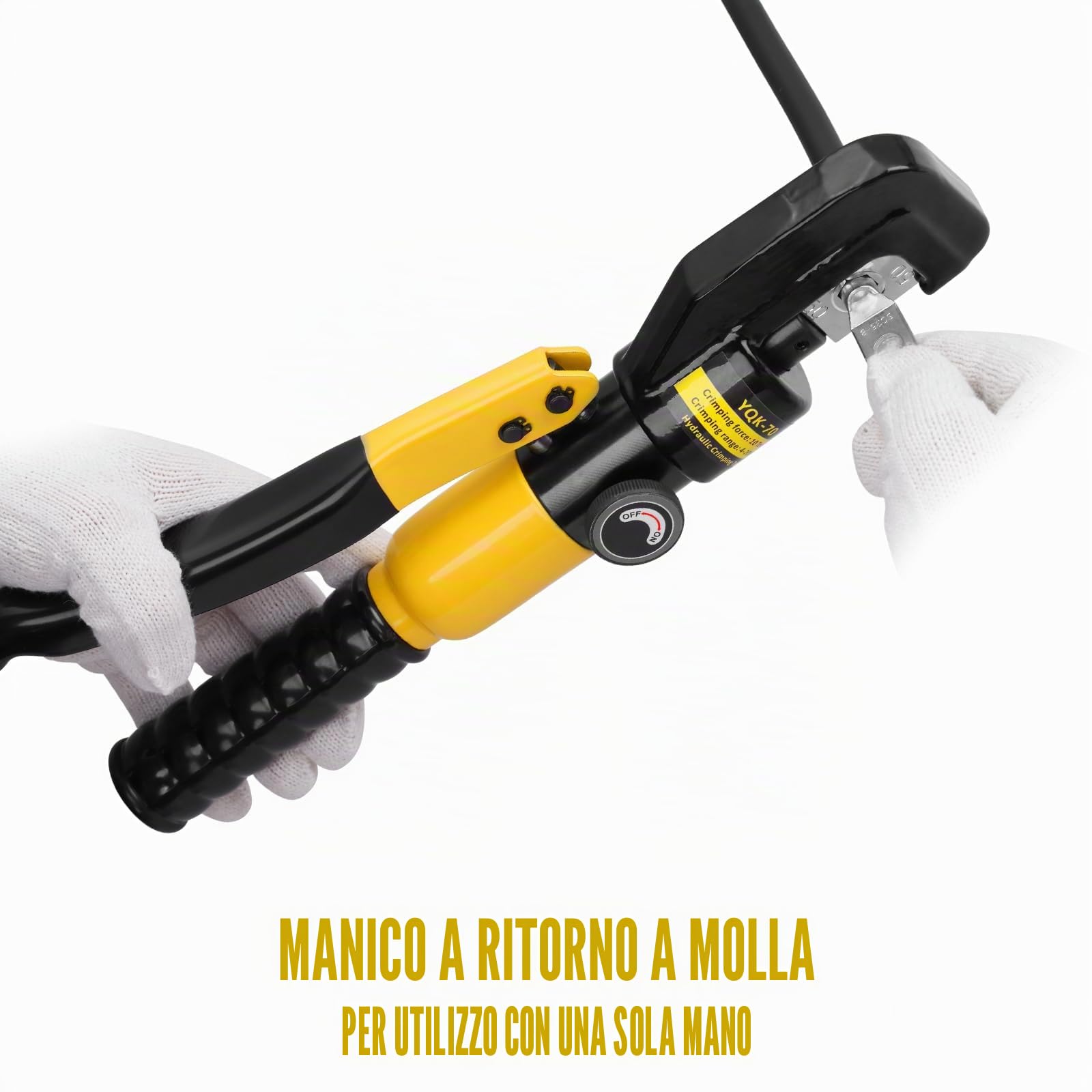 Pinze a crimpare idrauliche 10T, pinza a crimpare idraulica 4-70 mm² con 9 stampi esagonali 12 mm di corsa, pinze a capocorda elettriche TEENO per terminazioni di cavi in rame e alluminio