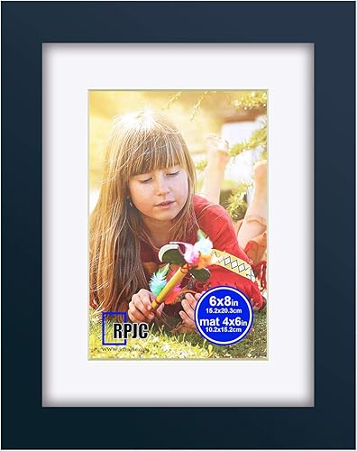 Miniatura 50 de RPJC - Marco de fotos de 4 x 4 pulgadas hecho de madera maciza con vidrio de alta definición para montaje en pared, acabado en madera flotante