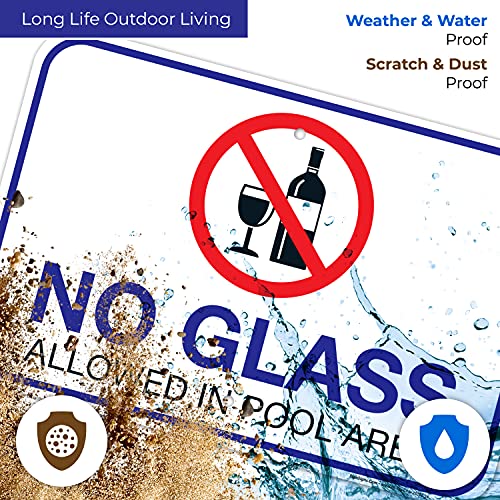 Cartel para piscina No Glass Allowed 12x18 pulgadas miniatura 5