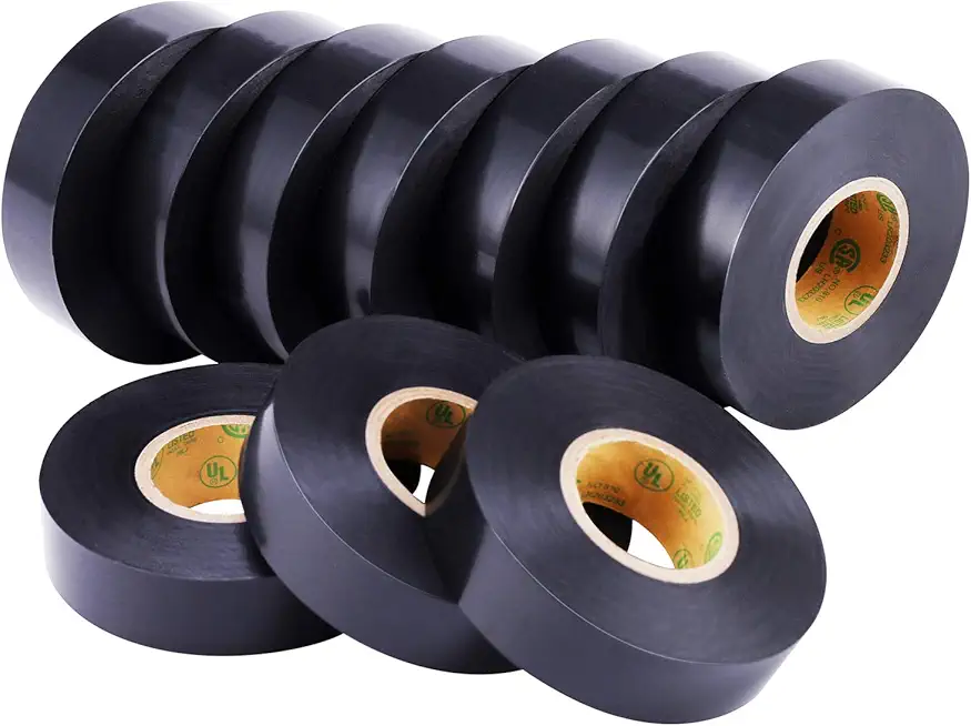 Lichamp 10-Pack Black Electrical Tape Waterproof, 3/4 in x 66ft, Industrial Grade UL/CSA Listed High Temp Electrical Tape Electric Super Vinyl